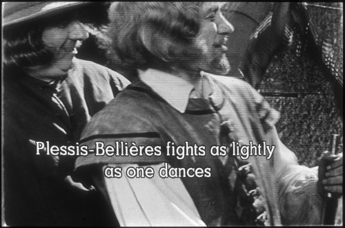 Subtitle on black-and-white still frame reads: Plessis-Bellières fights as lightly as one dances